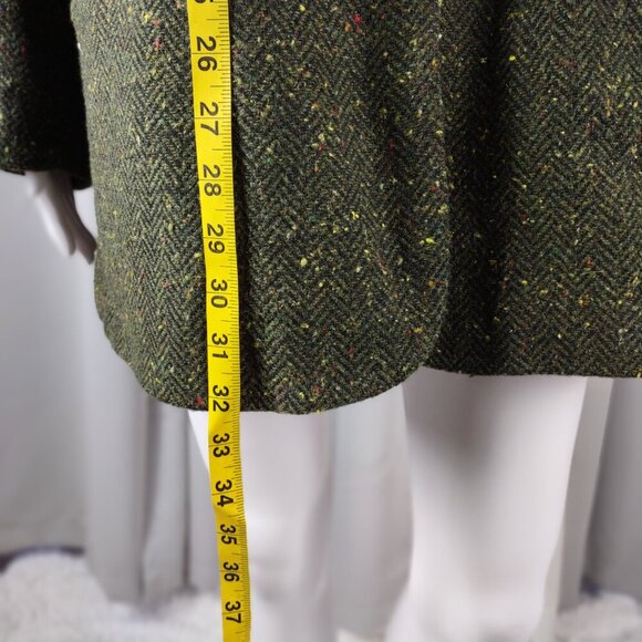 White Stag Wool Blend Tweed Blazer Coat Green Plus Size 20W 3 Button Jacket - Picture 7 of 11